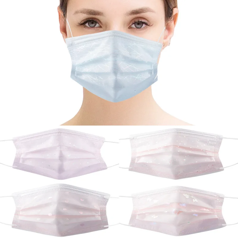 

10PC Women Face Mask Printed Disposable Masks 4-Layer Protection Cover Thin Sunscreen Mask Dustproof Butterfly Masks Decoration