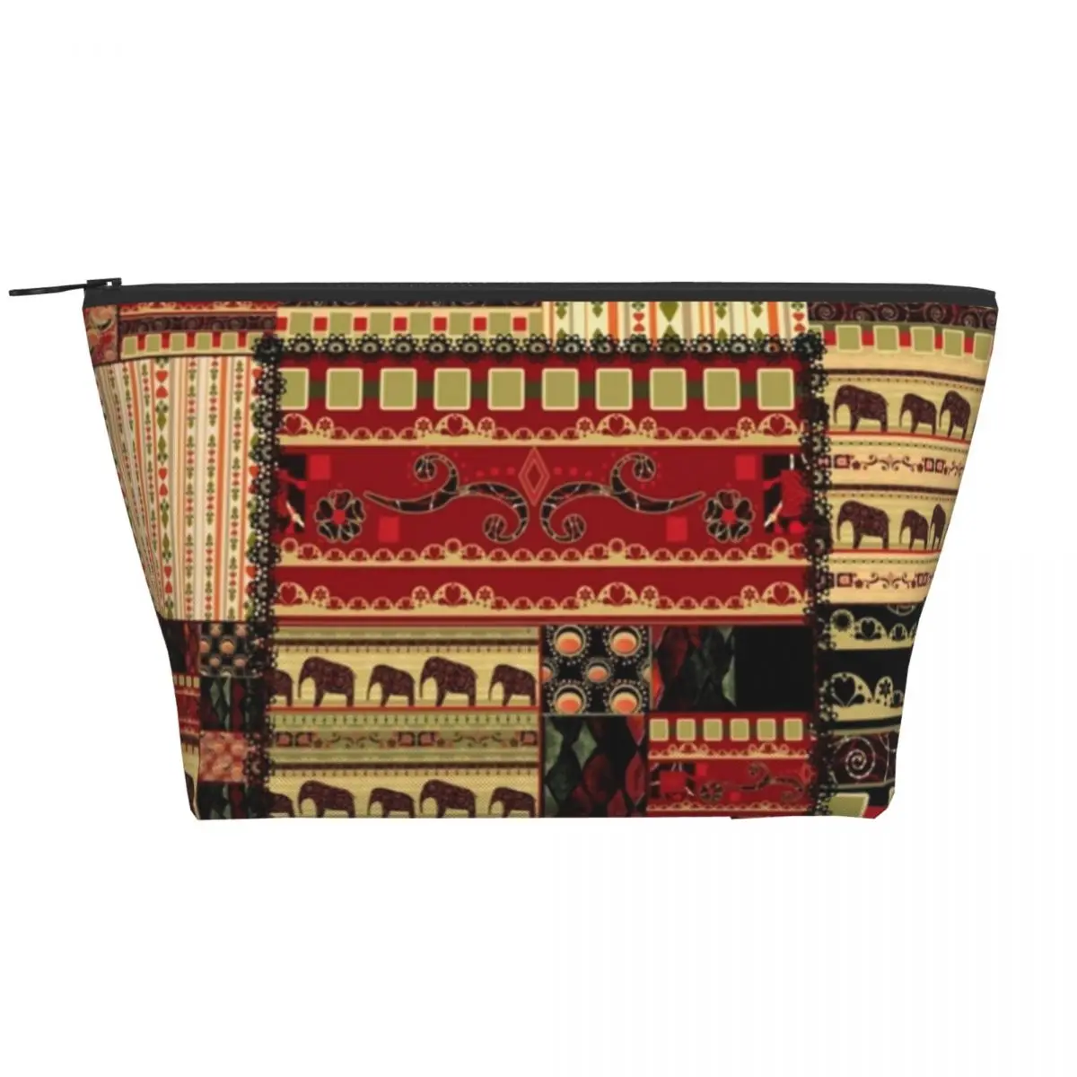 

Indian Elephant Zipper Storage Organizers Retro patchwork Print Organization Makeup Pouch For Necessaries Woman Cosmetic Bags