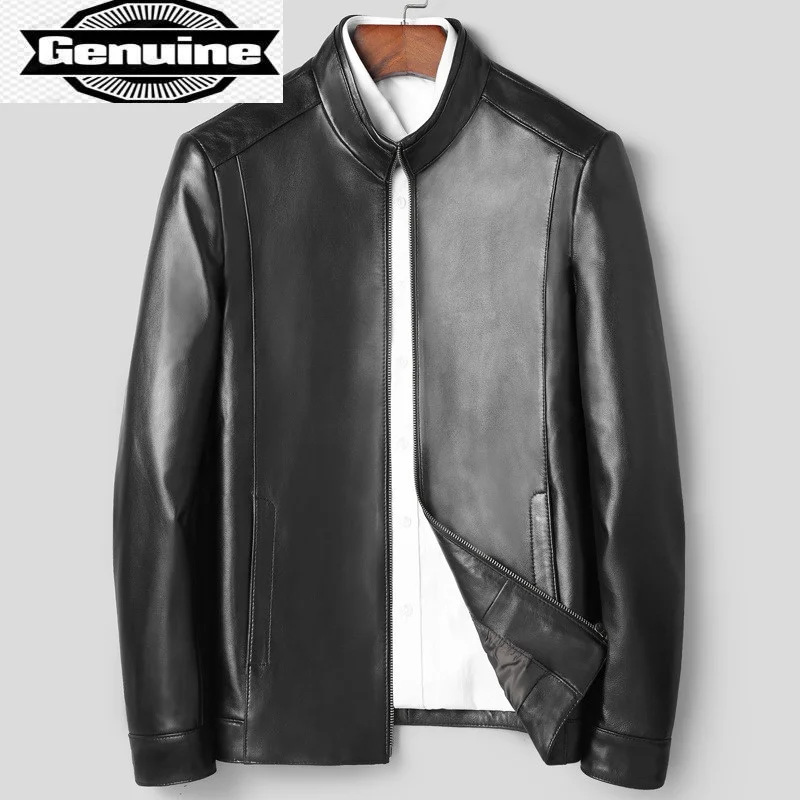 Autumn 100% Genuine Leather Jackets Black Sheepskin Coats Fashion Motorcycle and Biker Jacket for Men Chaquetas Gmm337