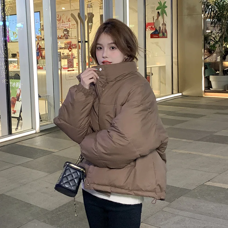 Winter Korean Down Jacket Women Loose BF Style Stand Collar Parkas Thickened Puff Jacket Ropa De Invierno Mujer Gm*