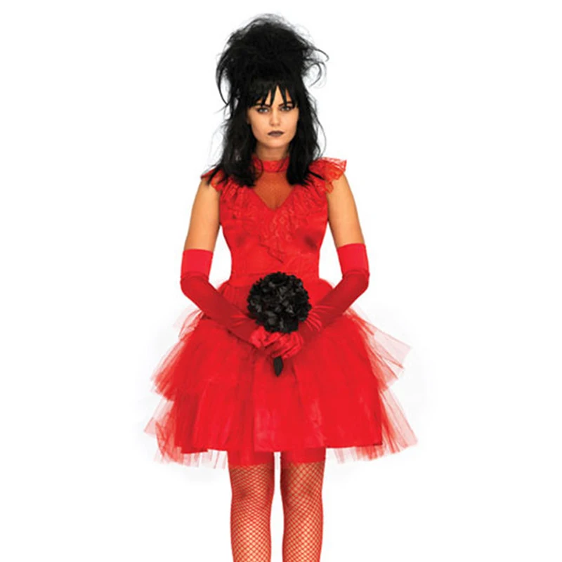 

Карнавал Хэллоуин леди красный черный труп костюм невесты ужас Кровавая Мэри кладбище зомби косплей маскарадное платье для вечеринки