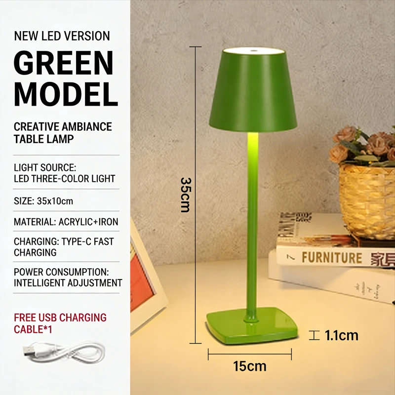 

Перезаряжаемая светодиодная настольная лампа с сенсорным выключателем, 3-уровневая регулируемая настольная лампа, бар, клуб, ...