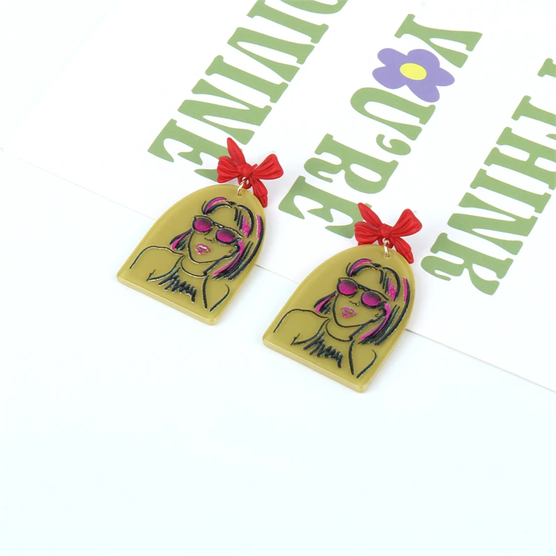 

Женские акриловые висячие серьги с бантом, новый дизайн вечерние