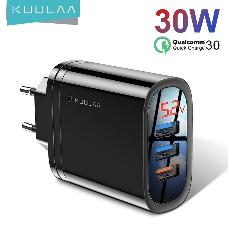 

KUULAA Quick Charge 3.0 USB Charger 30W QC3.0 QC Fast Charging Multi Plug Tablet Charger For iPad mini Samsung Xiaomi Huawei