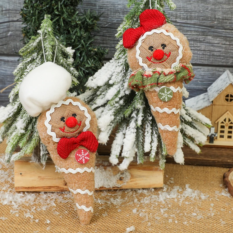 Рождественский пряничный человечек сидящая кукла мультяшная шляпа шеф-повара