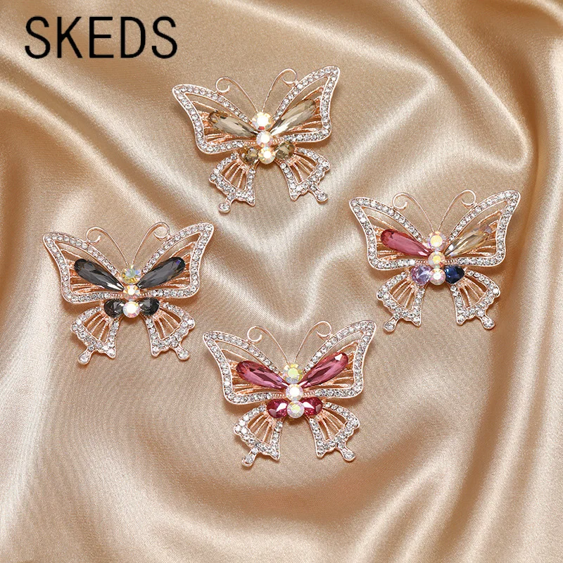 

SKEDS Luxury Exquisite Women Girls Rhinestone Butterfly Brooches Pins Elegant Insect Jewelry Brooch For Lady Party Festival Pin