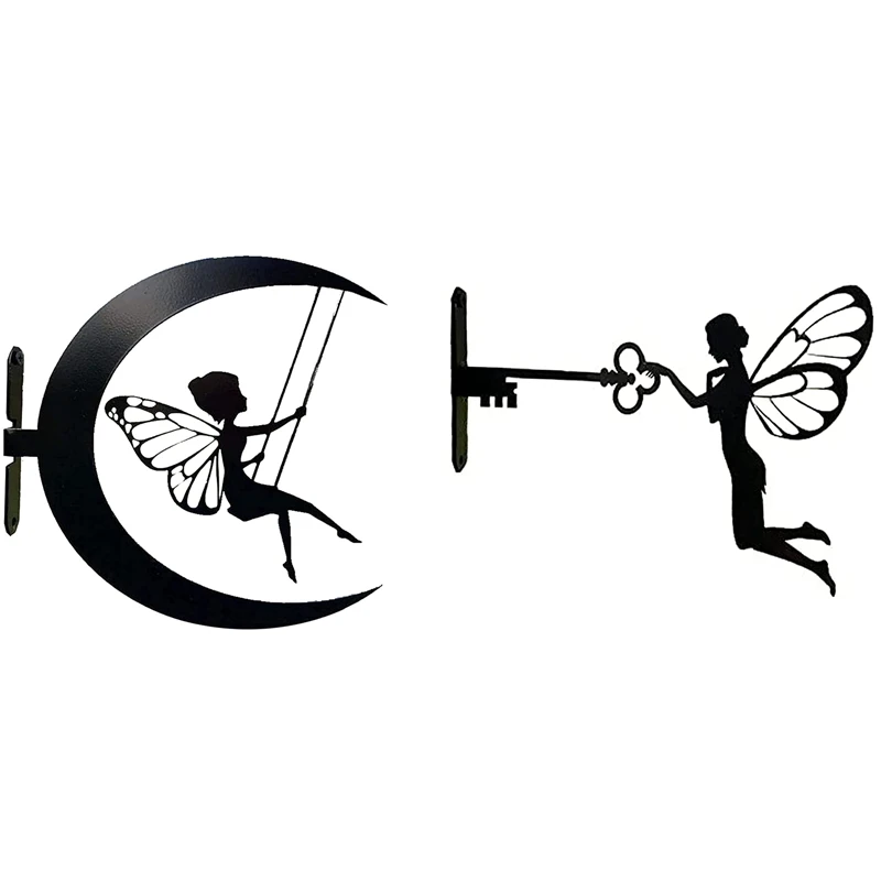 

Metal Decoration Elf Garden Art Silhouette Stake For Outdoor Fairy Garden Ornament Tree Decor