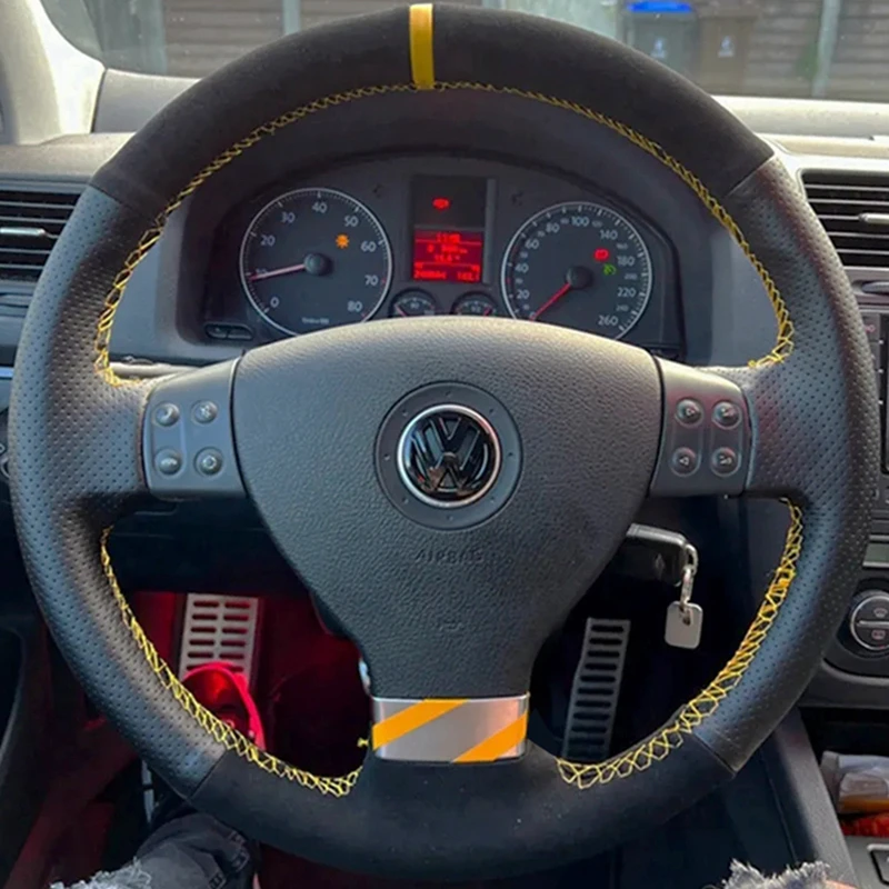 Автомобильный чехол на рулевое колесо замшевая натуральная кожа для Volkswagen Golf 5 Mk5