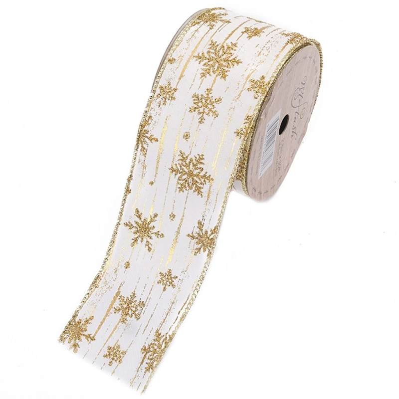 

29EF 10 Yards Glitter Sheer Snowflake Ribbon for Wedding Party Christmas Tree Decoration Gift Wrapping DIY Craft