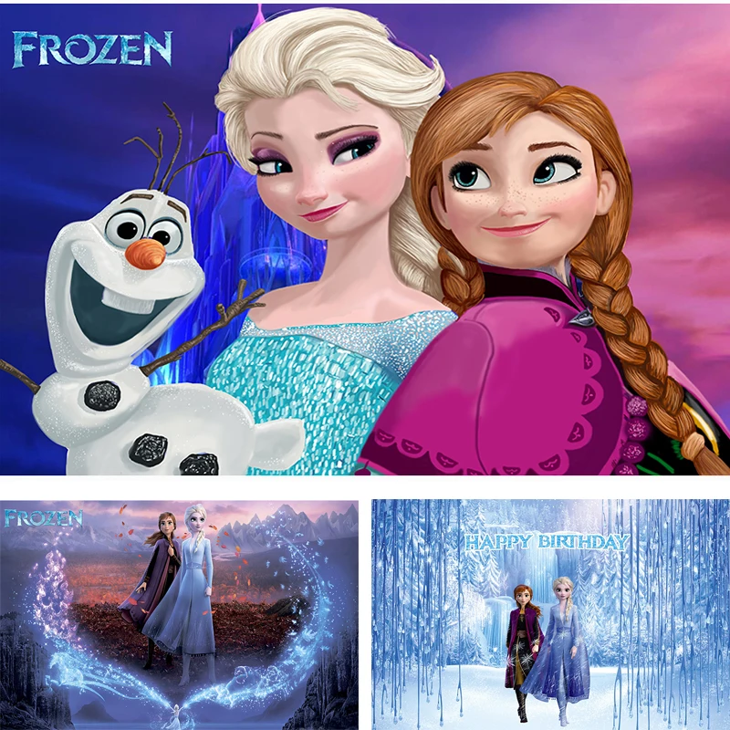 

Disney Frozen 2 Party Backdrop Cloth Photobooth Kids Girls Birthday Party Wall Decor Backdrop Curtain Celebrate Event Background