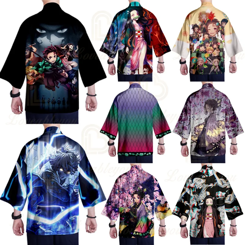 

Demon Slayer Cosplay Kimono Kochou Shinobu Kamado Tanjiro Cosplay Cloak Summer Casual Cool Clothing for Adults and Children