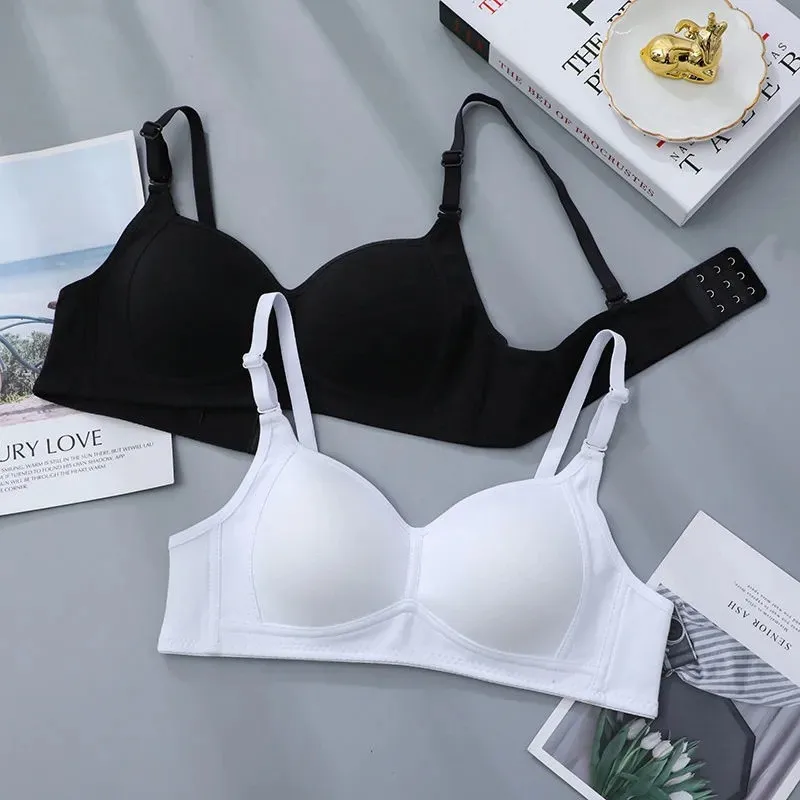 

New Cotton Girl Adolescent Bra Set Student Bra Gather Wireless Comfortable Thin Sports Anti-sagging Bra Teen Girls Clothing