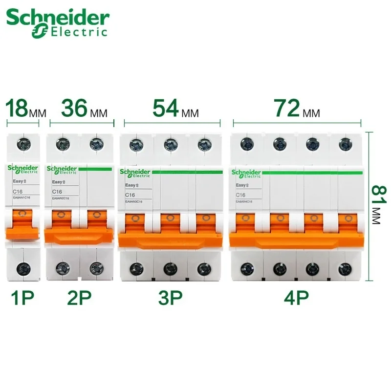 Schneider electric Mini Disjuntor Easy 9 выключатель EA9AN схема 1p 2p 3p 4p C тип 6A 10A 16A 20A 25A 32A 50A 63A AC