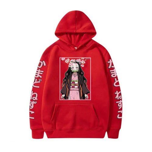 Demon Slayer Nezuko Hoodies Women Streetwear Kawaii Clothing Women Anime Sweatshirts