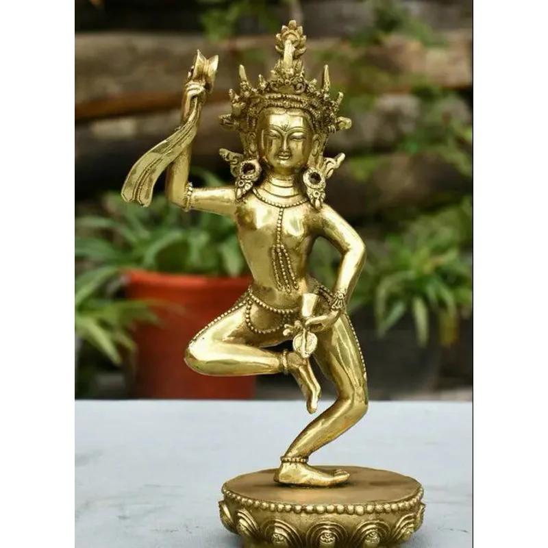 

9" Tibet Brass Buddhsim Tantra Stand Vajrayogini Vajravarahi Buddha Sculpture