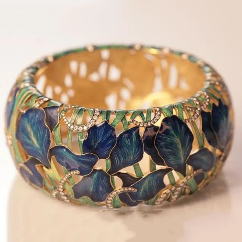 

Milangirl Personality Exquiste Flower Ring For Women Unique Design Leaves Oil Painting Pattern Ring Wedding Bridal Ring Gift