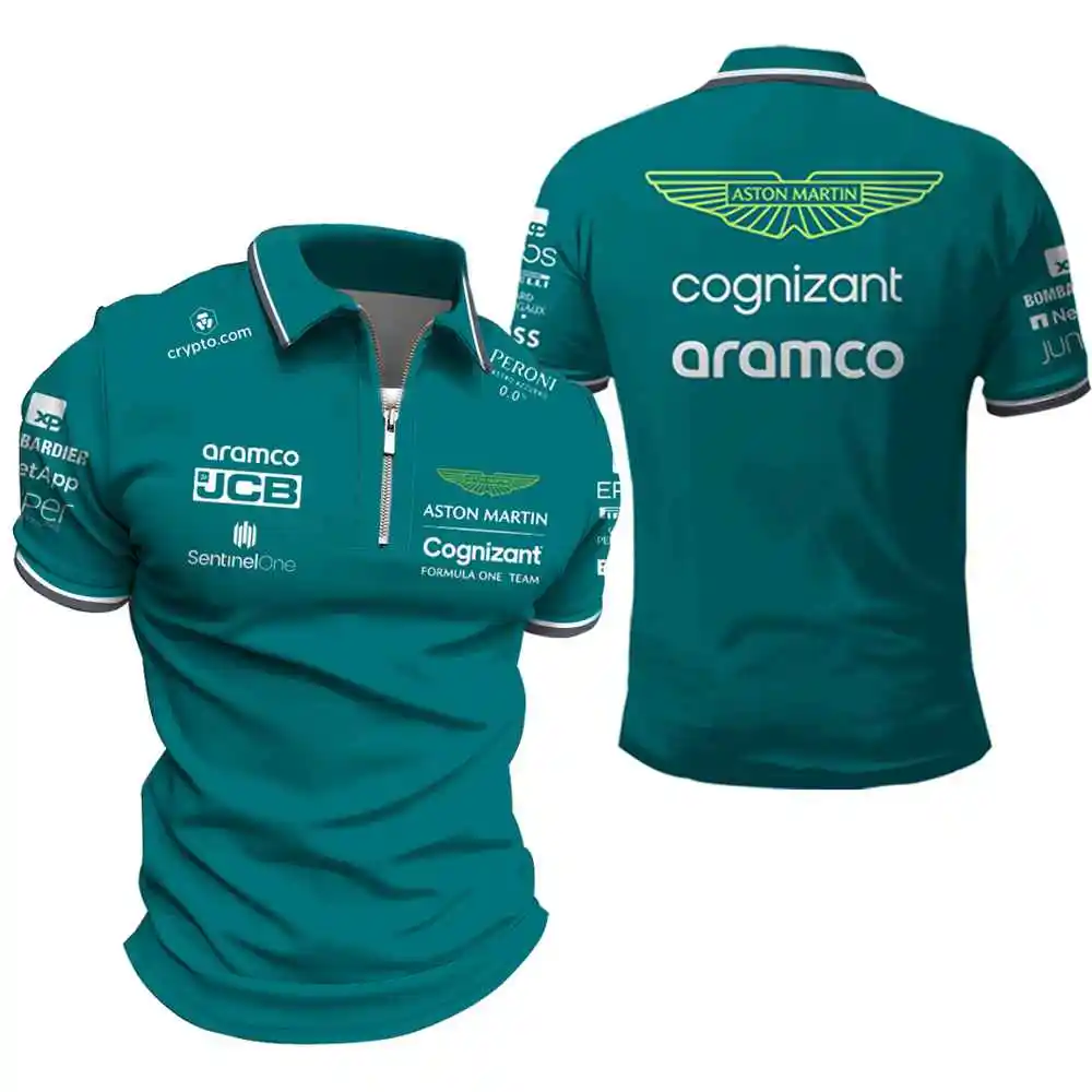 

2023 New Aston Martin F1 Team T-shirts STROLL 18 And Spanish Racer Fernando Alonso 14 Sell Well In Oversized Polo Shirts