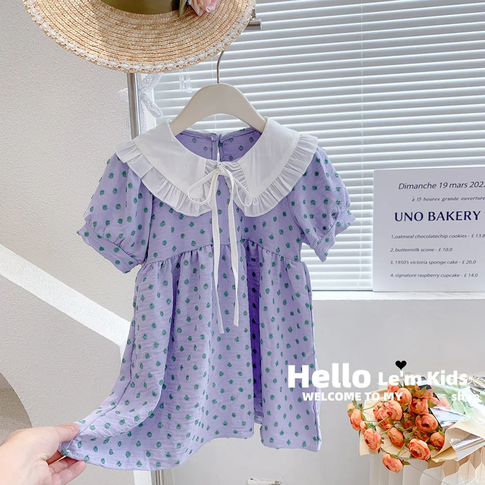 

Летнее платье в горошек для маленьких девочек 1-8 лет