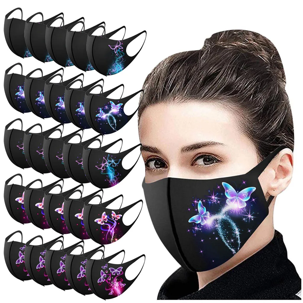 

5/10/25pcs Adult Face Mask Christmas Print Masks Fabric Facial Mask For Protection Mouth Caps mascarillas reutilizable маска