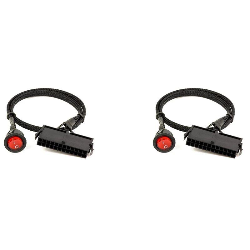 

2 Pack 24-Pin Female ATX PSU PC Power Supply Starter Tester Start Up Jumper Ridge Cable With ON/OFF Switch, 50Cm