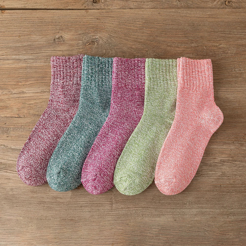 5 пар Женские однотонные носки в стиле ретро