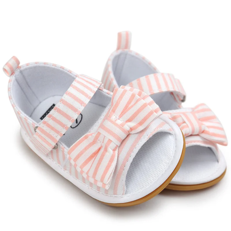Сандалии для маленьких девочек с бантом в горошек летняя обувь Вертикальную