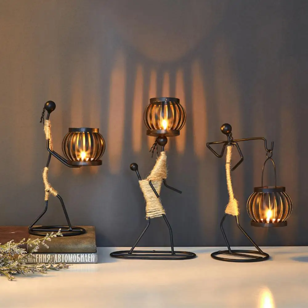 

Candlestick Iron Holder Nordic Abstract Men Candle Home Bar Restaurant Decor