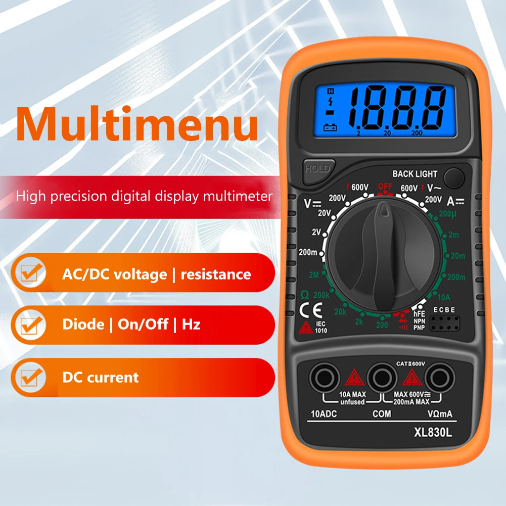

Digital Multimeter AC/DC Ammeter Volt Ohm Tester Meter Multimetro With LCD Backlight Display Portable Multimeter Tester Tools