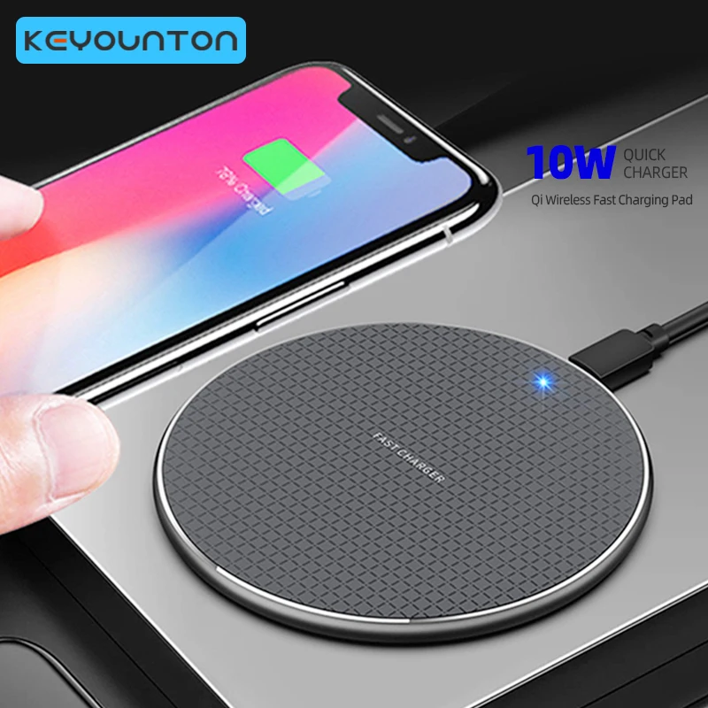 10 Вт Быстрое беспроводное зарядное устройство для iPhone 14 13 12 11 ProMax Samsung Galaxy S21 S20 S10 S9