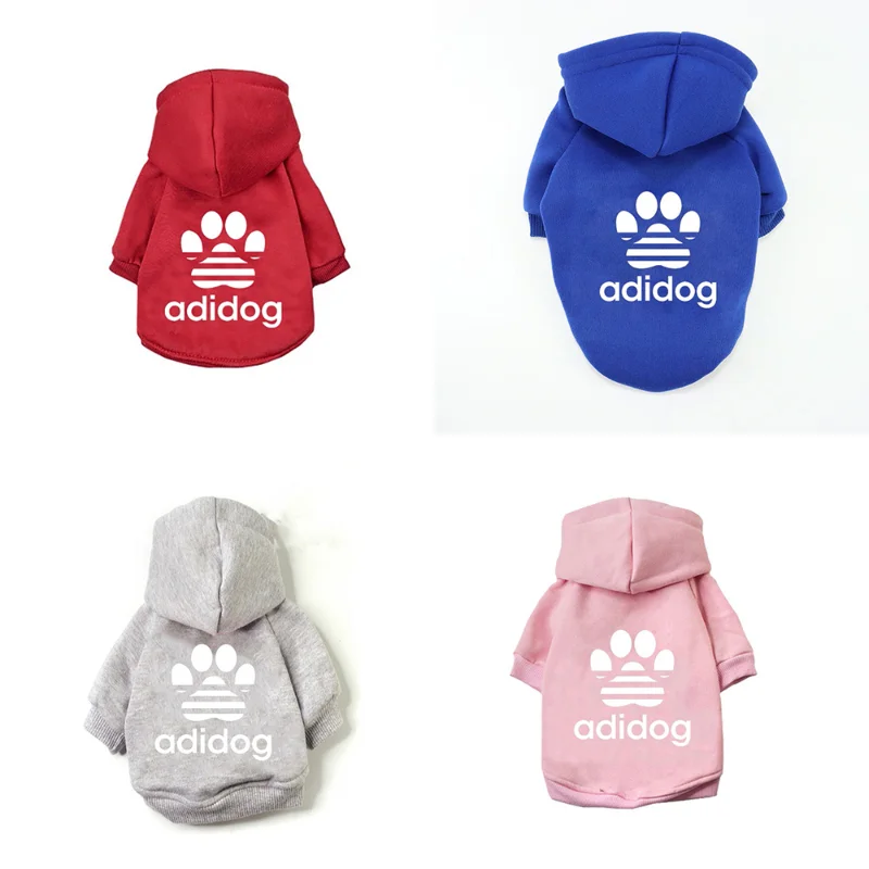 

Luxury Designer Adidog Winter Dog Clothes Hoodie Foot Print Printing Thick Warm Two-leg Coat French Bulldog Puppy Clothes XS-9XL