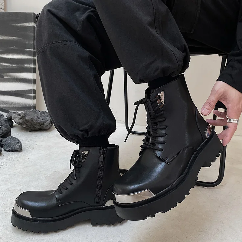 Модная деловая мужская обувь на платформе новинка 2023 классические кожаные