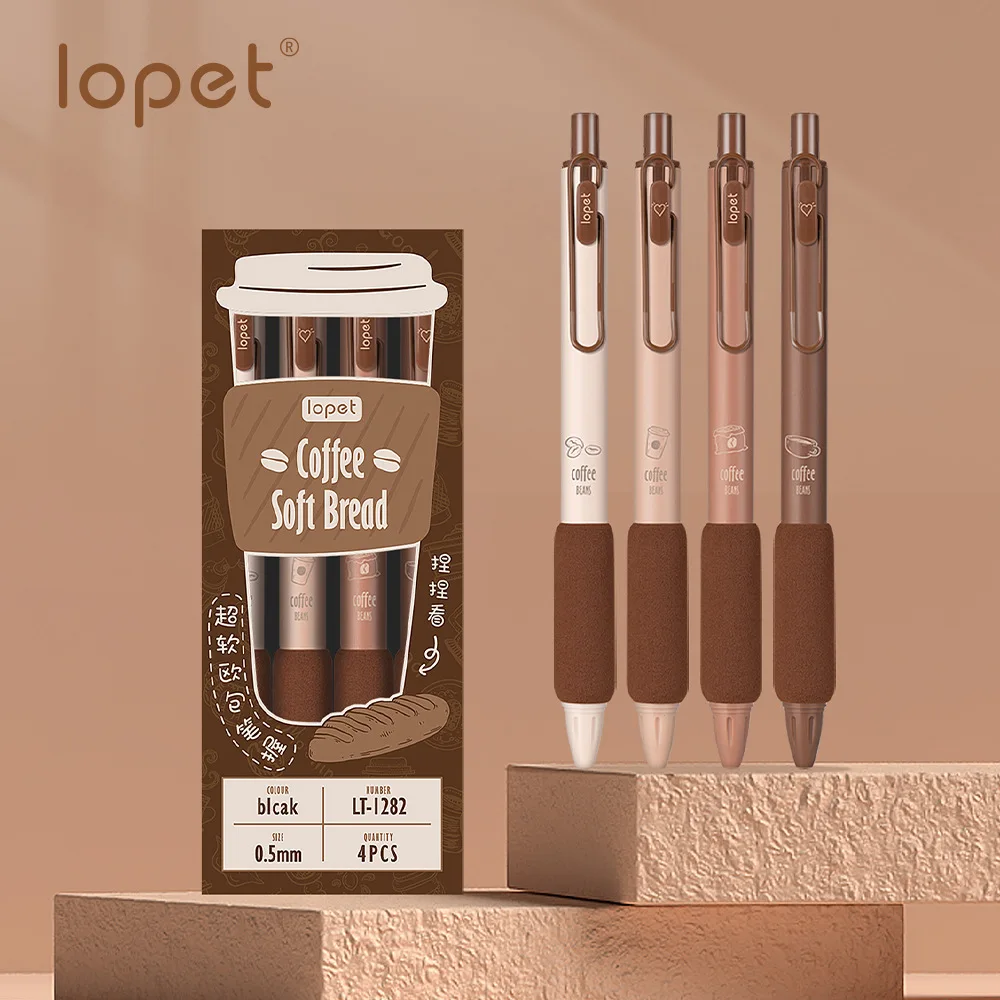 

Lopet 4pcs/Set Kawaii Gel Pens Soft Grip Glue Press Quick Dry cute ballpoint pen Stationery for school Office Writing Supplies