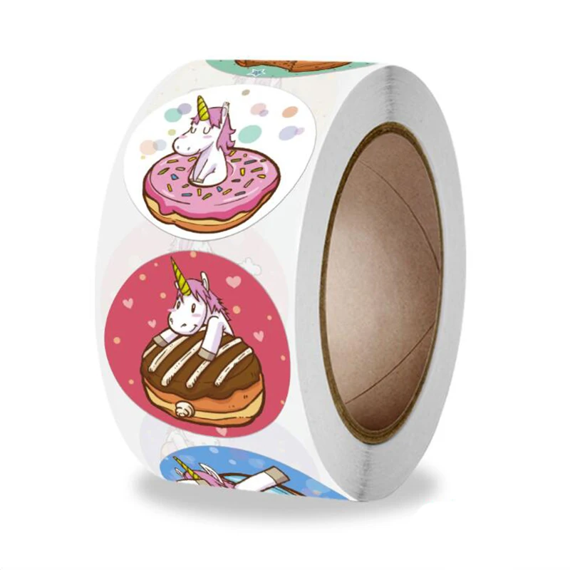 

300PCS Unicorn Donut Praise Sticky Sticker Thank You Labels Sealing Paper Stationery Decorative Child Scrapbook Aesthetic kids