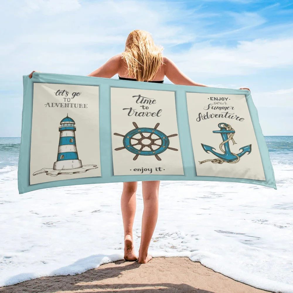 

Большой пляжный полотенца для взрослых с изображением маяков и якоря, полотенце для душа для лица, спа