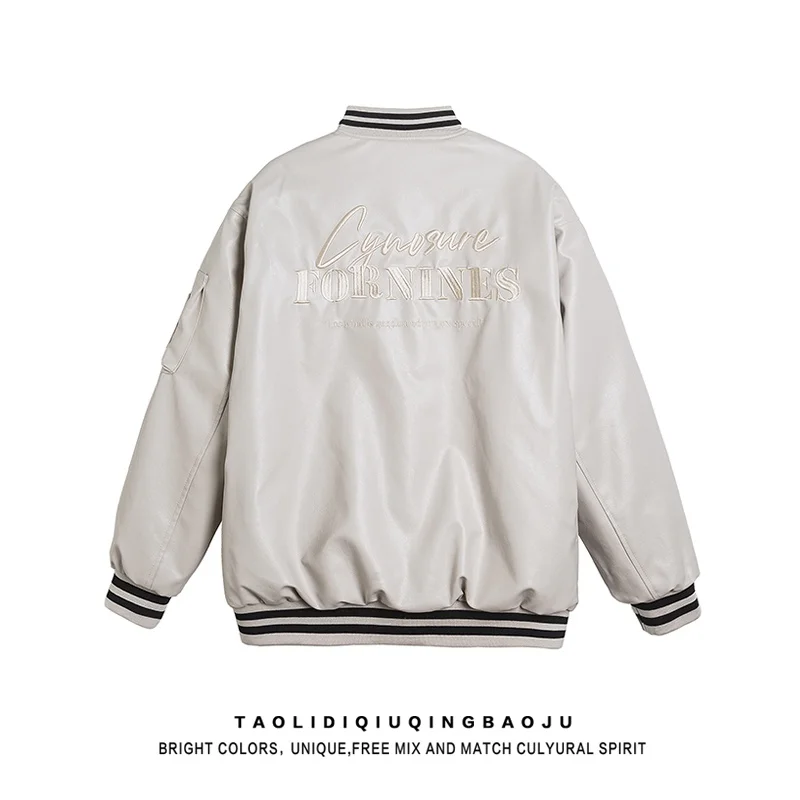 Женская куртка из искусственной кожи с вышивкой в американском винтажном стиле