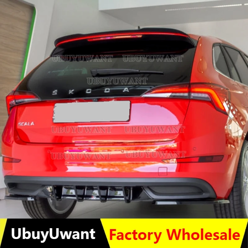 

UBUYUWANT Rear Roof Lip Spoiler For SKODA SCALA (2019-UP) ABS Plastic Gloss Black Car Tail Wing Universal Spoiler Wing