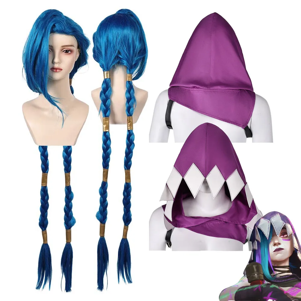 Arcane Jinx Косплей Женская Фэнтезийная Шляпа Парик Термостойкие Синтетические