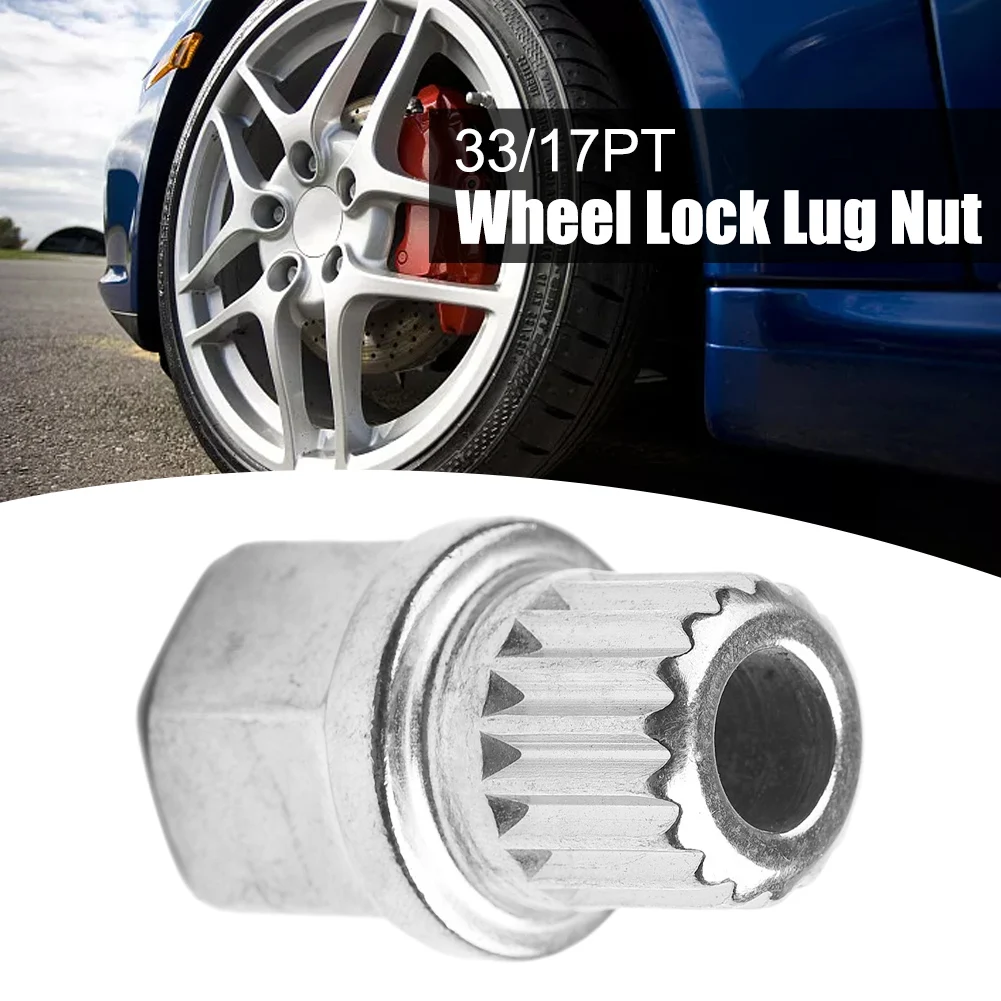

For BMW Anti-theft Lug Nut Wheel Lock 1pc 20x28mm 33/17PT Maximum 120Nm Removal Tool Silver Tone Car Accessories