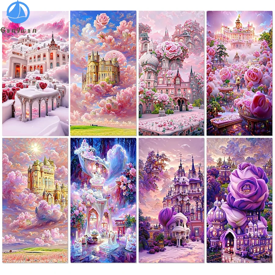

Diamond Painting Fantasy Flower castle Landscape Cross Stitch rose sky landscape Diamond Embroidery DIY Home Life Wall Decor art
