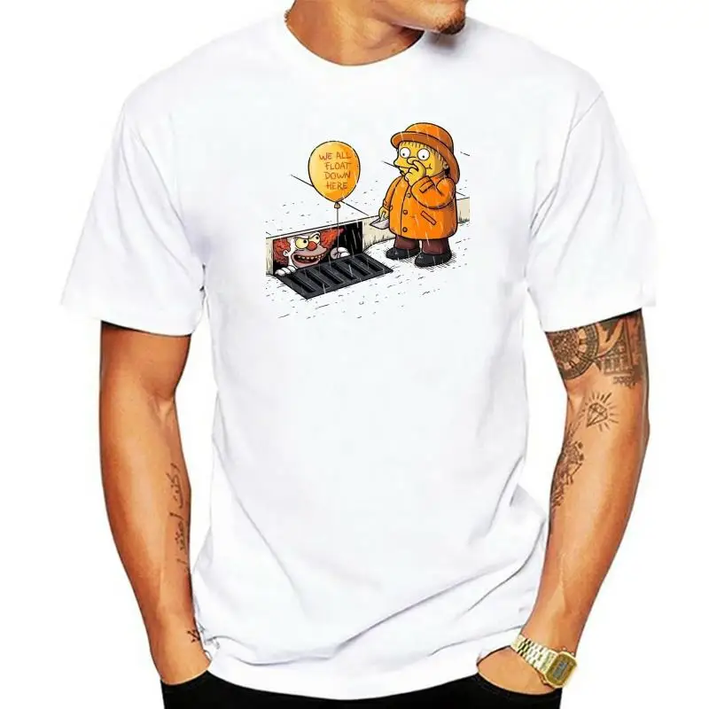 

Camiseta de moda 100% algodón para hombre, camisa de manga corta con estampado de stephen king, payaso de alta calidad, Blanca