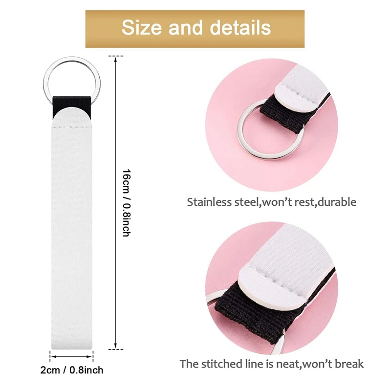 

40 Pieces Sublimation Blank Neoprene Wristlet Lanyards Strap Neoprene Wristlet Keychain Wrist Lanyard Keychain Holder