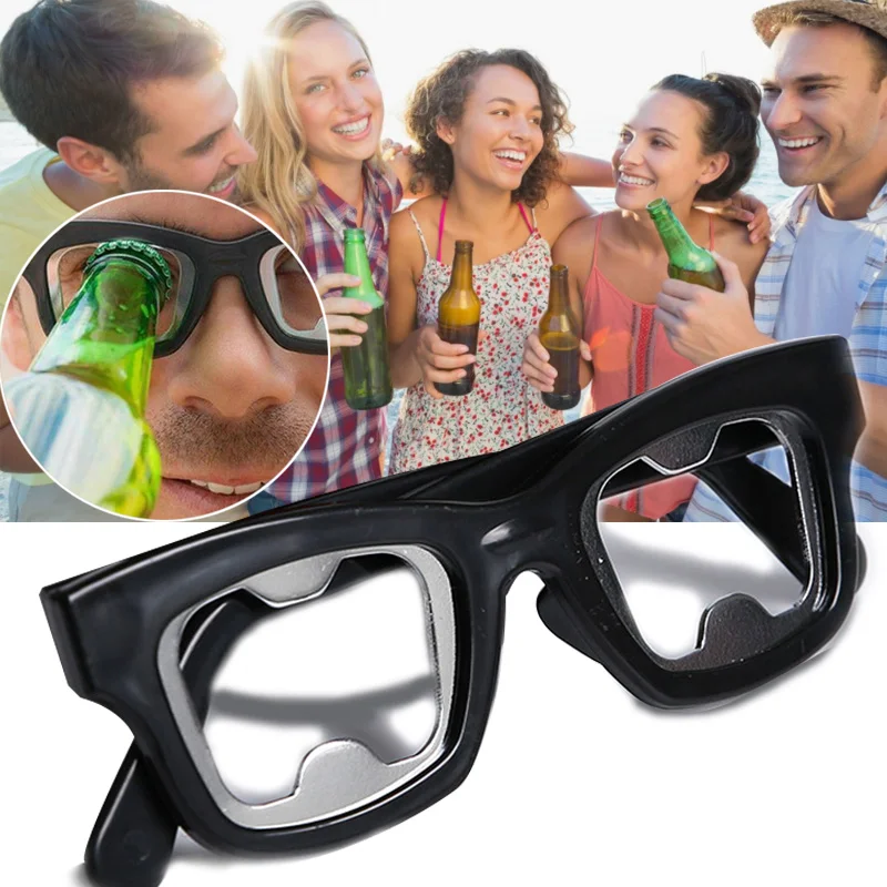 Купи Funny Bottle Opener Glasses Frame Lens Free People Hip Hop Party Beer Wine Bottle Openers Tool Fashion Glasses Frames Eyewear за 95 рублей в магазине AliExpress