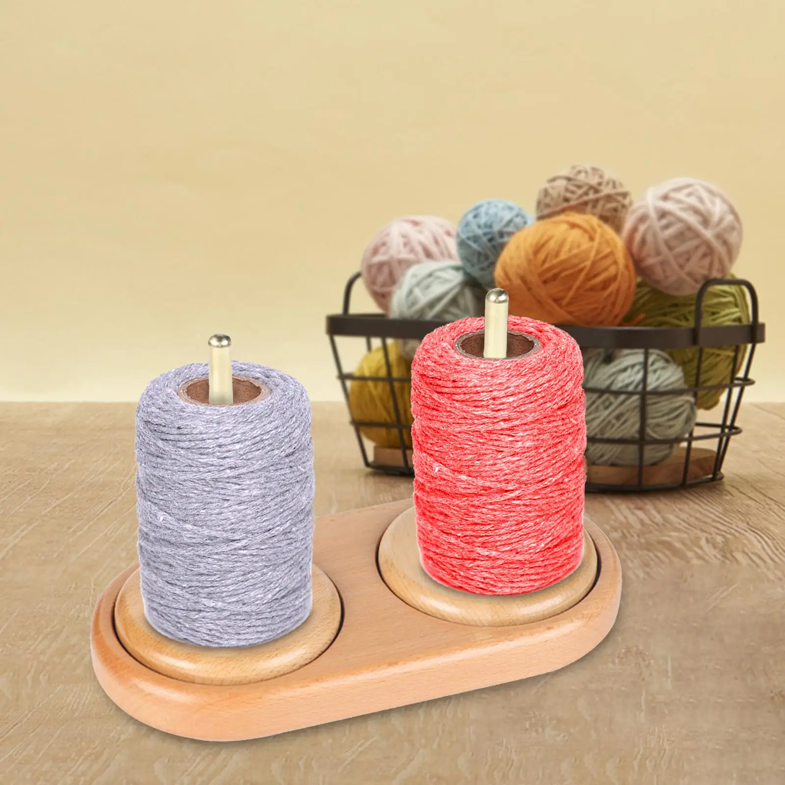 

Double Wooden Yarn Holder Hold 2 yarns Wear-Resistant for Grandmother Wife