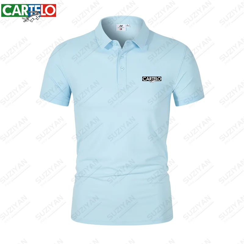 

CARTELO Men's short Sleeve Casual T-shirt Spring and Autumn Top fashion Embroidered Polo Shirt Lapel Men's Clothing Loose Shirt