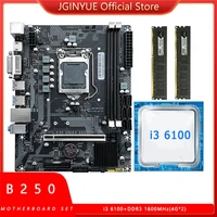 jginyue b250 motherboard lga 1151 set kit with intel core i3 6100 processor and 8gb24gb ddr3 1600 mhz memory b250m vdh