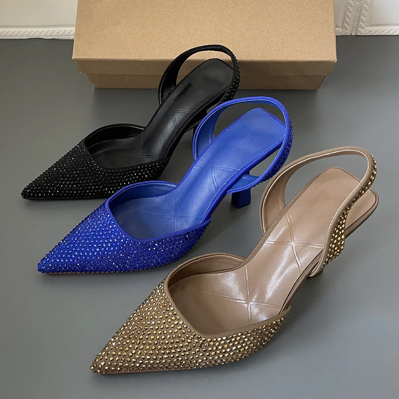 

Женские босоножки на шпильке 9 см, с ремешком сзади