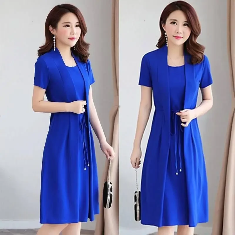 Модное повседневное приталенное платье средней длины Amazon из двух частей модная