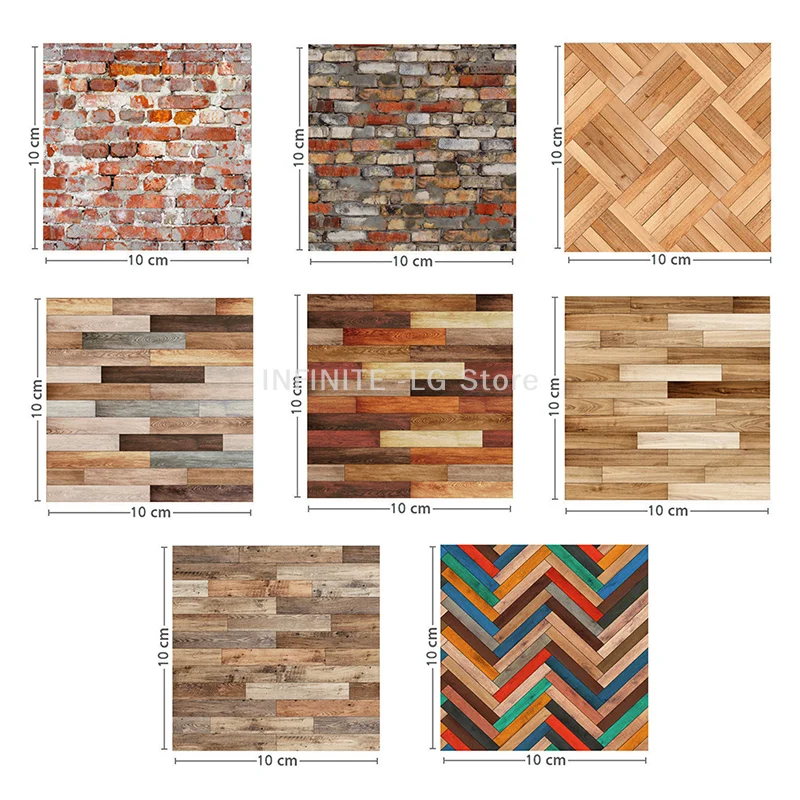 Фото 1 шт. DIY наклейка с имитацией древесного зерна 10*10 см ПВХ настенная бумага кукольный домик декоративные обои кухня ванная комната напольная плитка Пастер №1