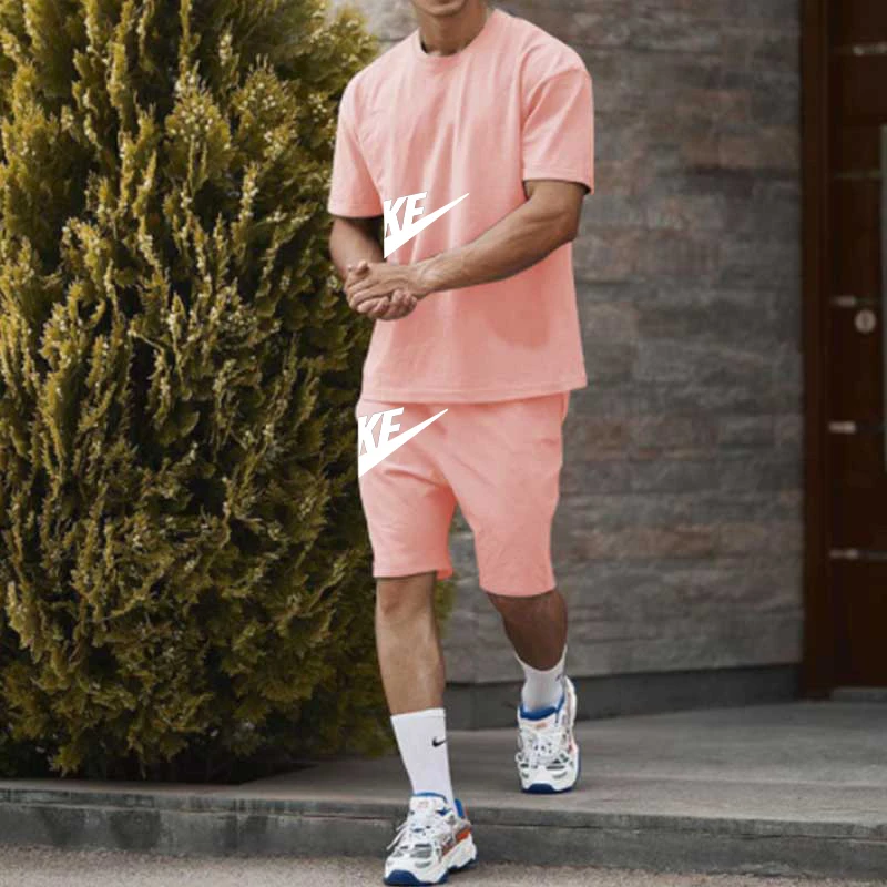 New Men Suit Fashion 2-piece Set Men Street Short Shirts Shorts Pants Casual Oversized Comfortable Clothes Jogging Training Set