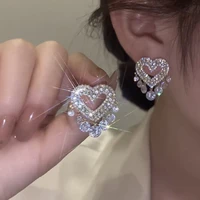 2022 new personality fashion trend shiny micro inlay zircon love fringe earrings party jewelry exquisite gift wholesale